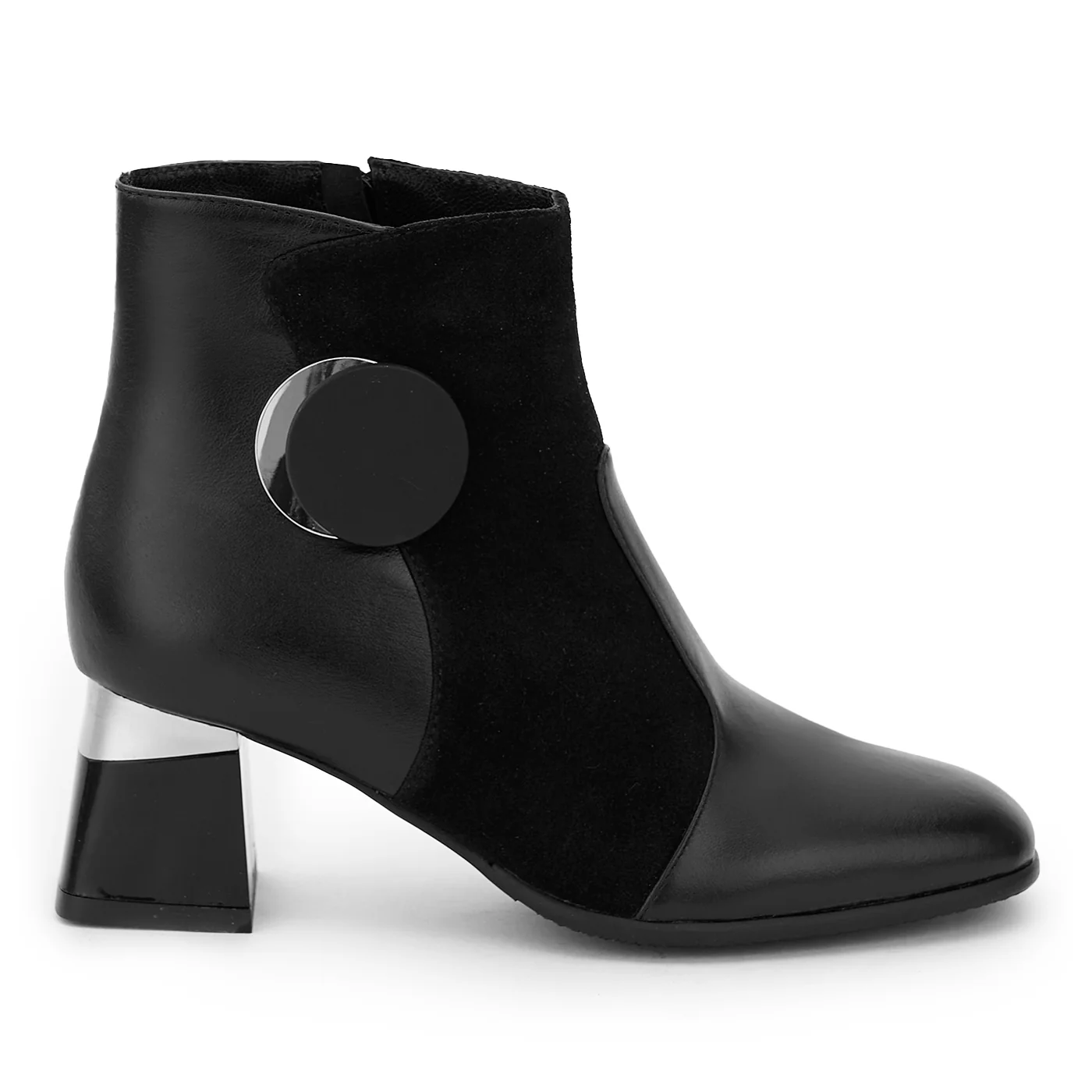 Botine dama din piele naturala neagra 14232