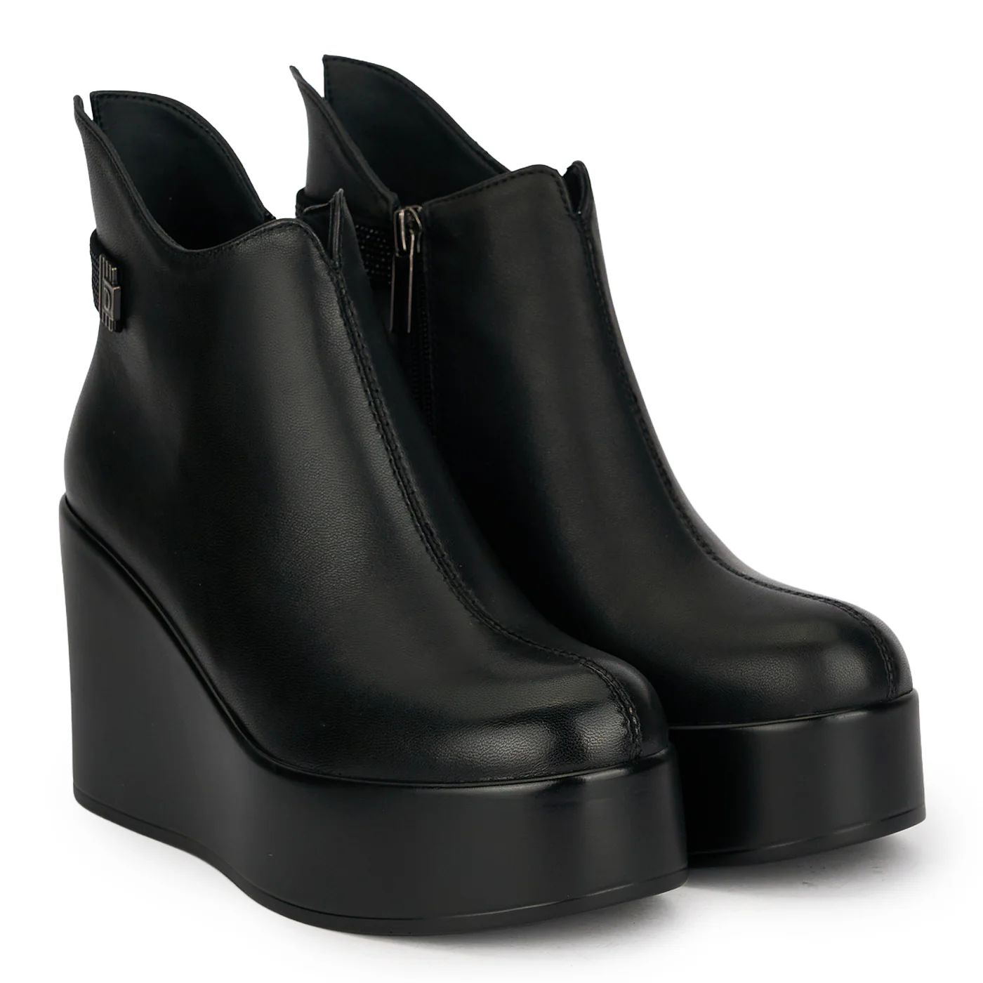 Botine dama din piele naturala neagra cu platforma 9.5 cm 18970 - Image 4