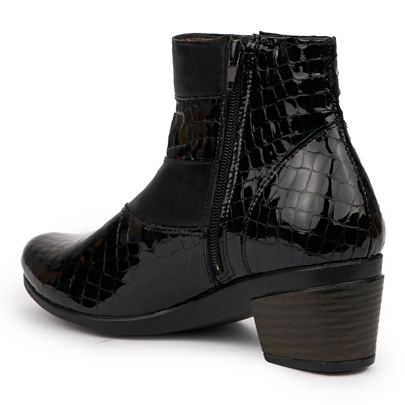 Botine dama din piele naturala neagra cu toc 6 cm 14286 - Image 2