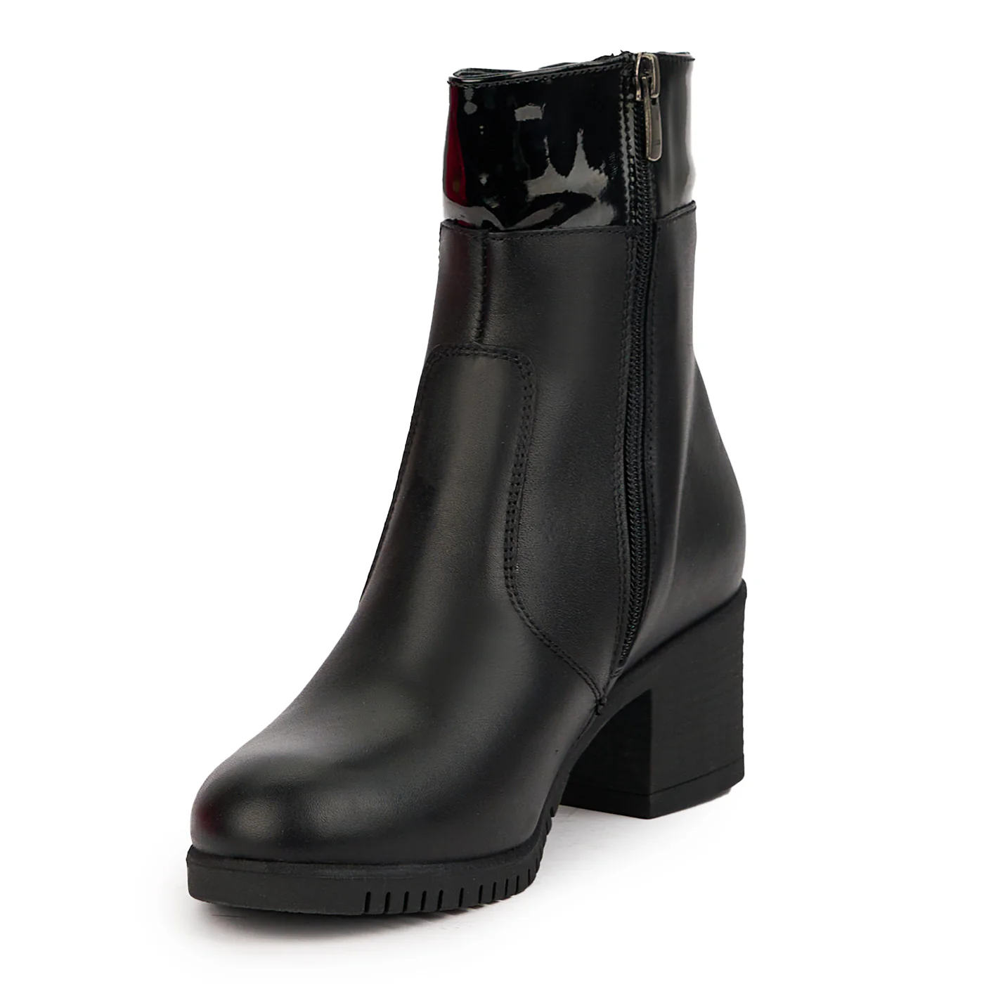 Botine dama din piele naturala neagra cu toc 6 cm 14602 - Image 3