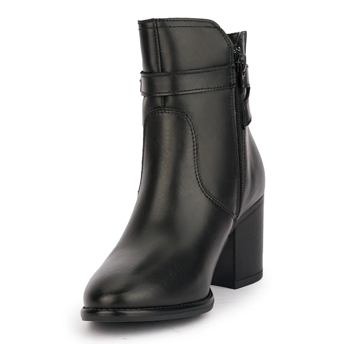 Botine dama din piele naturala neagra cu toc 7 cm 17009 - Image 3