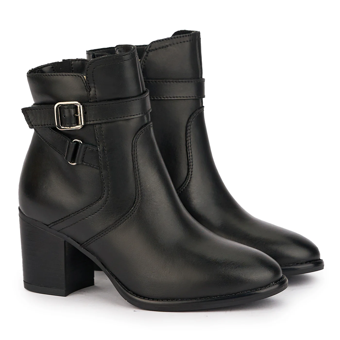 Botine dama din piele naturala neagra cu toc 7 cm 17009 - Image 4