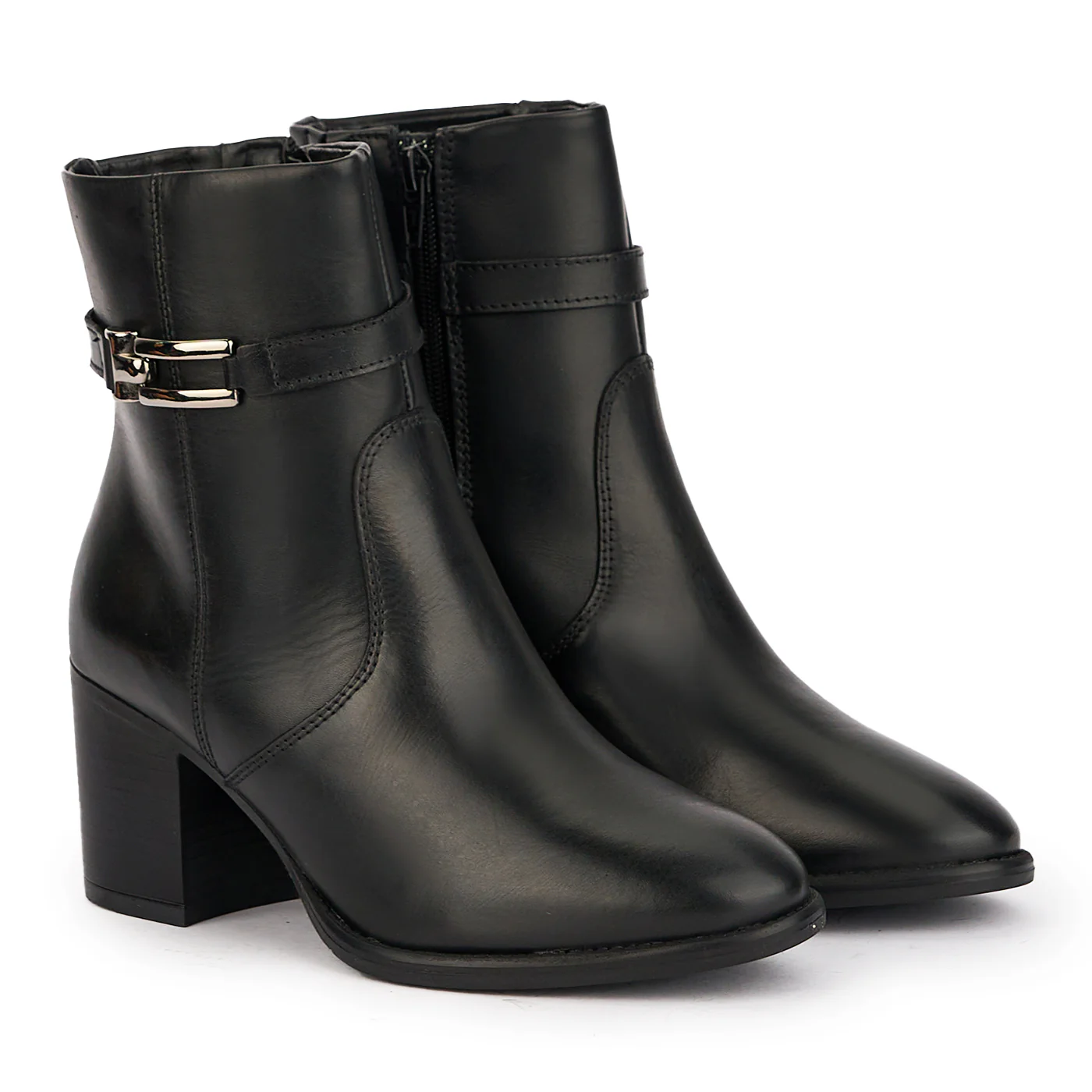 Botine dama din piele naturala neagra cu toc 7 cm 17010 - Image 4