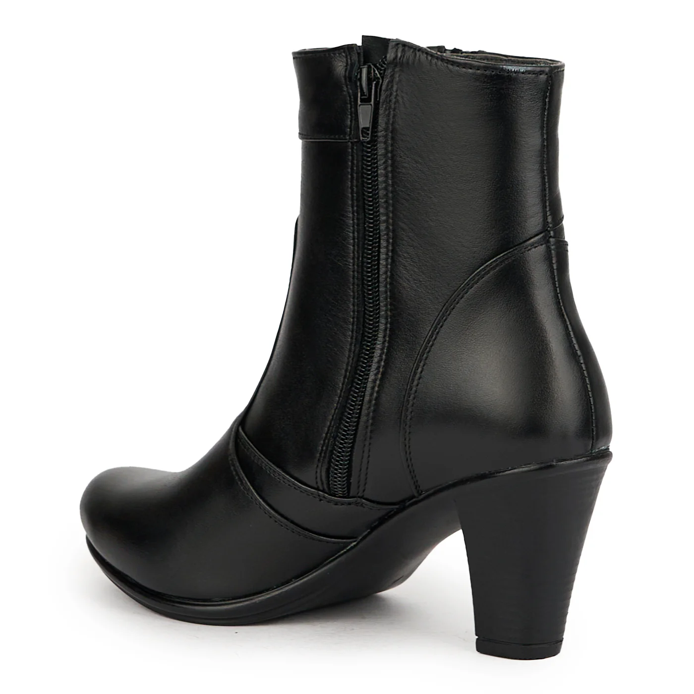 Botine dama din piele naturala neagra cu toc 8 cm 15082 - Image 2