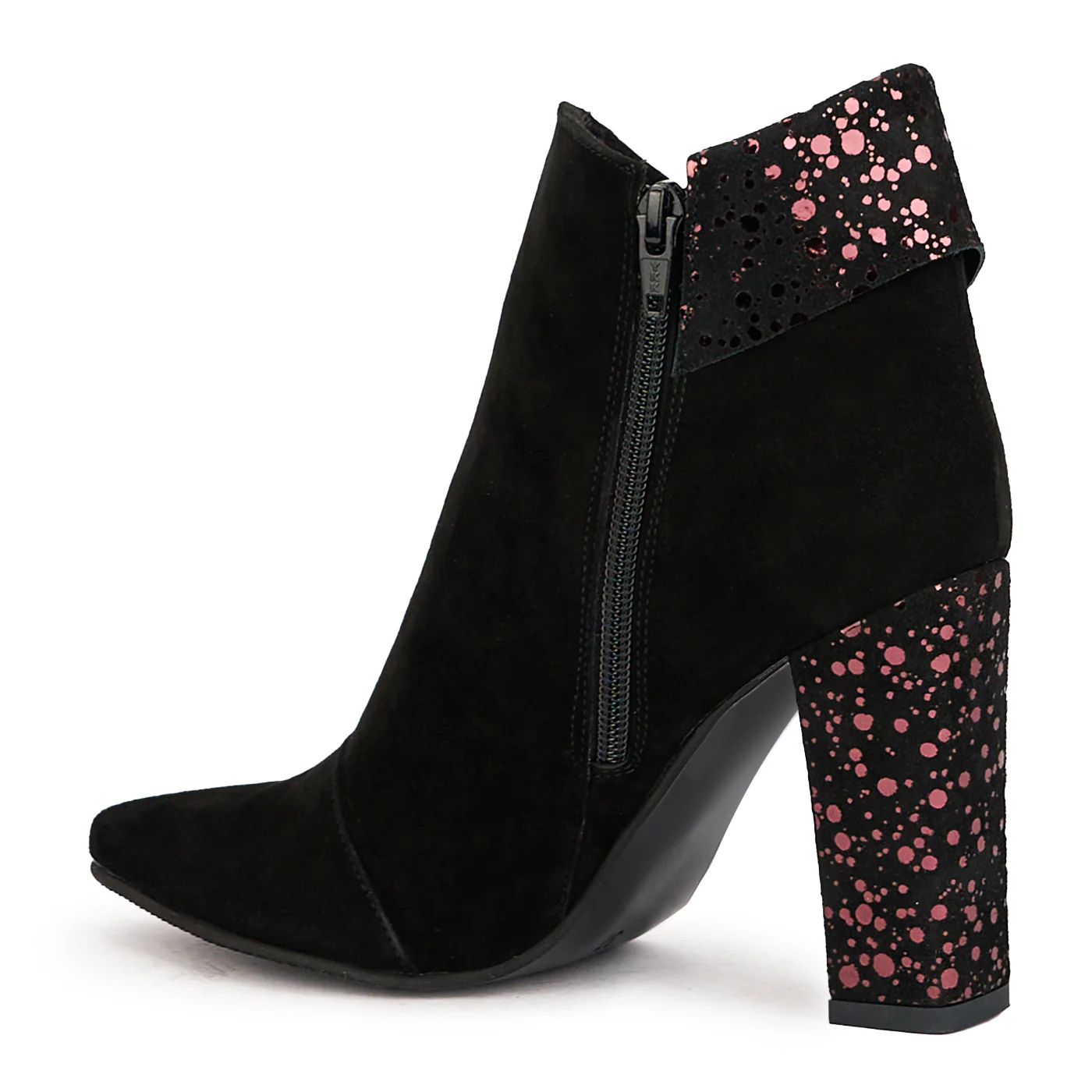 Botine dama din piele naturala neagra cu toc gros 10 cm 17172 - Image 2