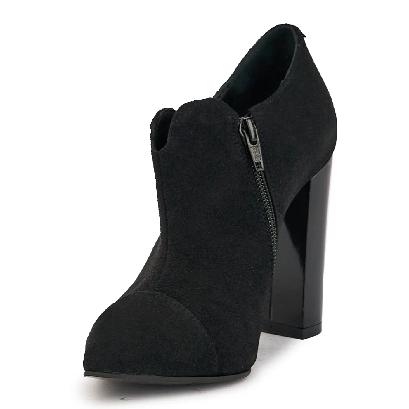 Botine dama din piele naturala neagra cu toc gros 10 cm 17375 - Image 3