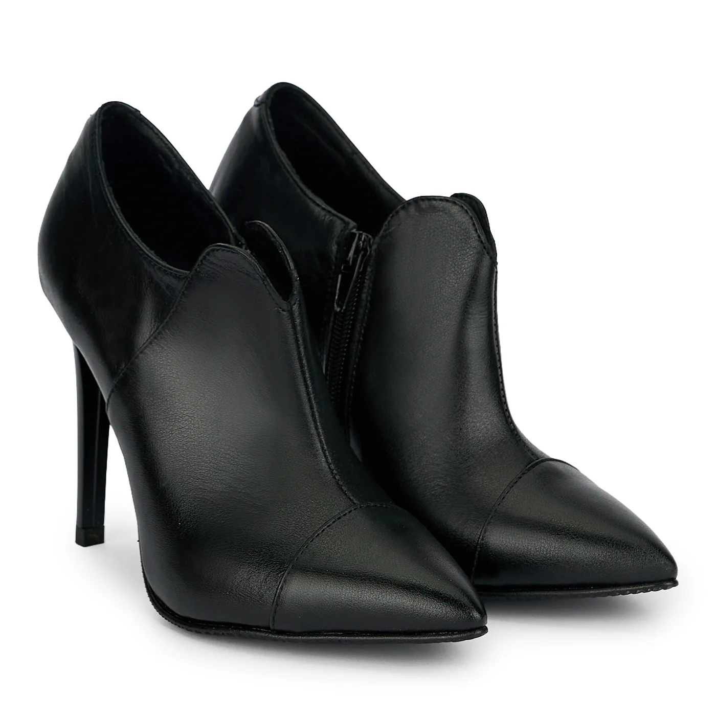 Botine dama din piele naturala neagra cu toc subtire 10 cm 19166 - Image 4