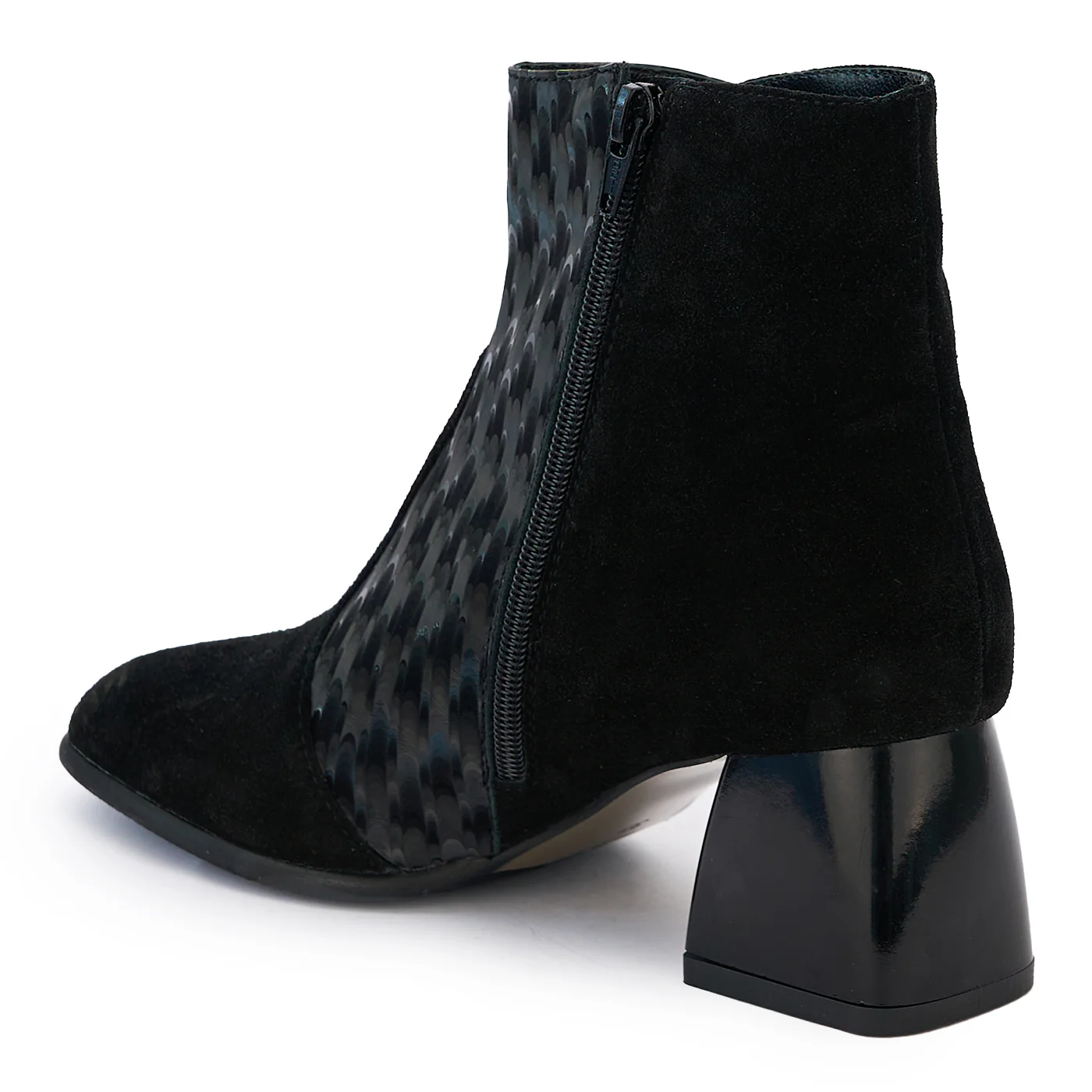 Botine dama din piele naturala neagra cu toc gros 14213 - Image 2