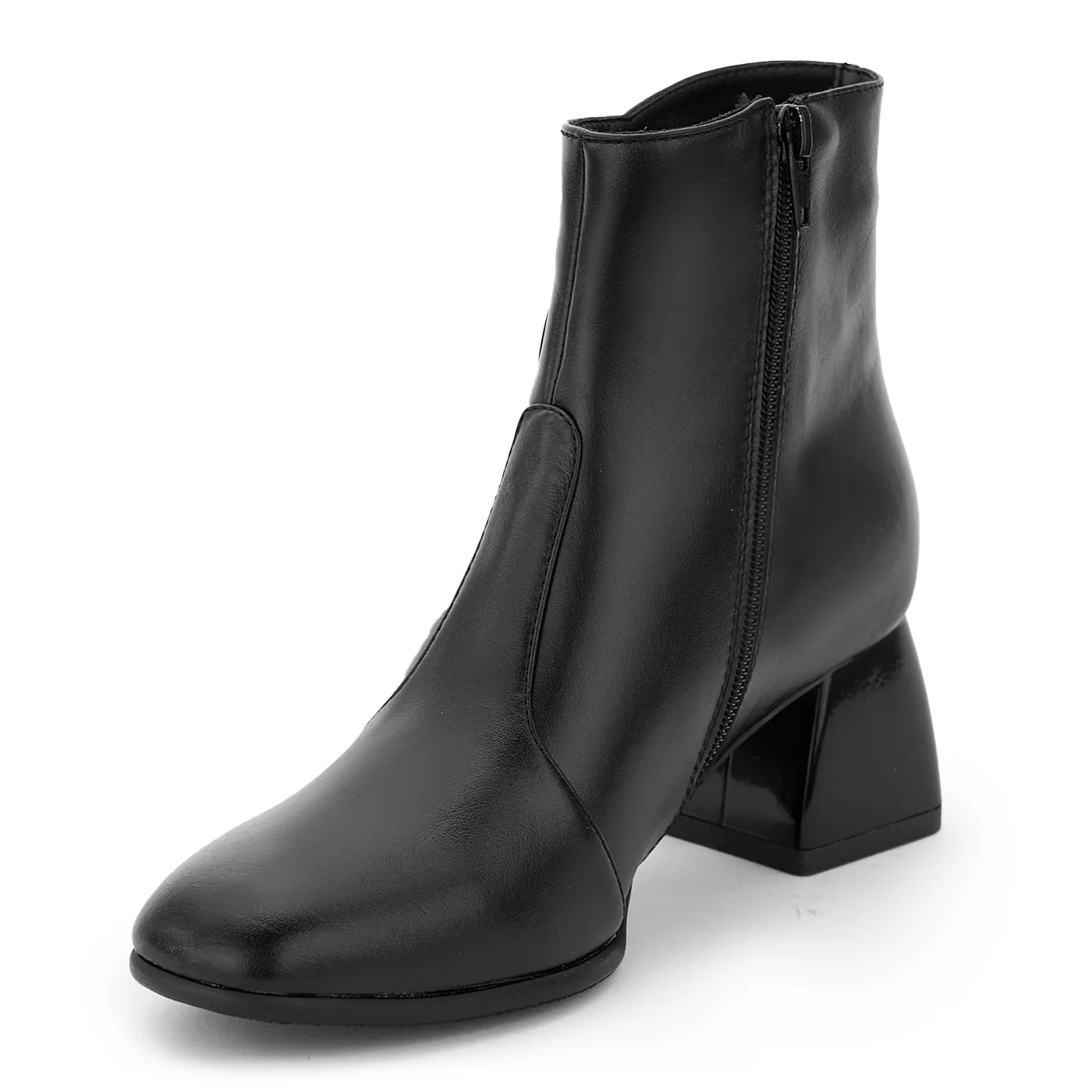 Botine dama din piele naturala neagra cu toc gros 14214 - Image 3