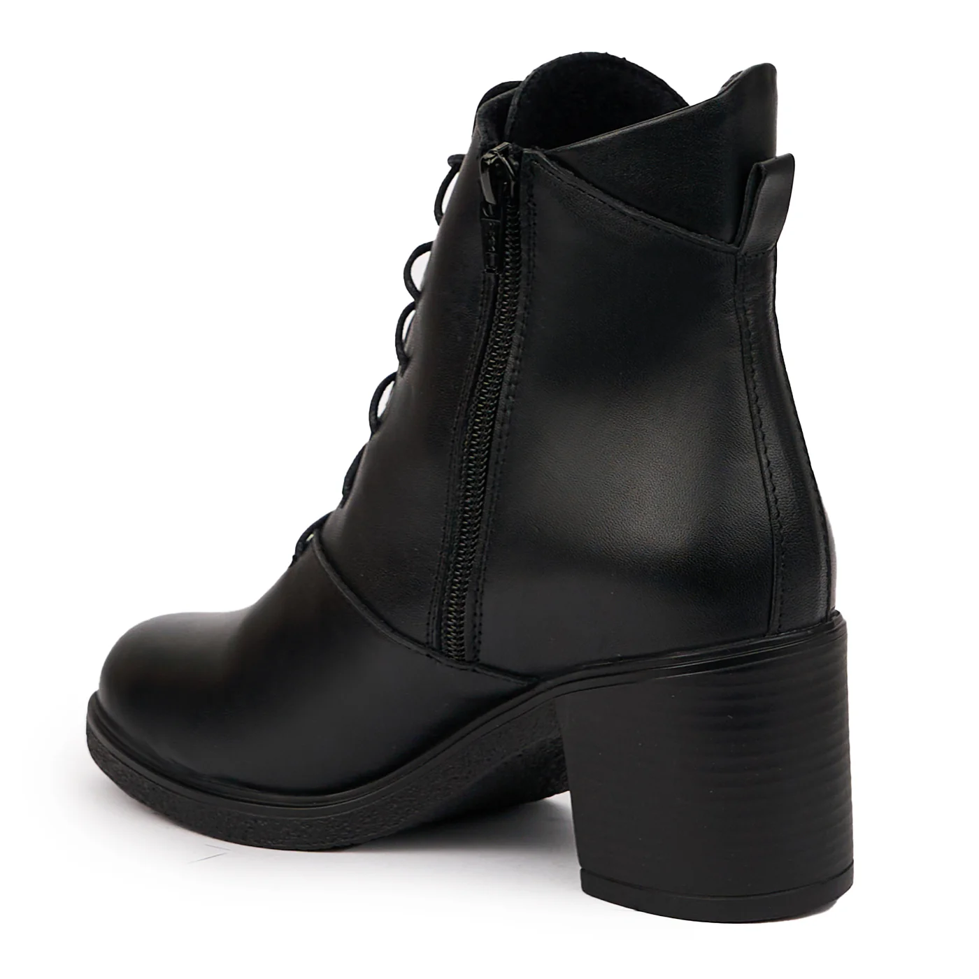 Botine dama din piele naturala neagra cu toc gros 14249 - Image 2