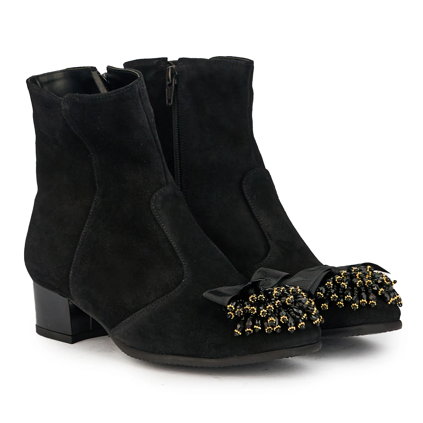 Botine dama din piele naturala neagra cu toc gros 4 cm 17343 - Image 4