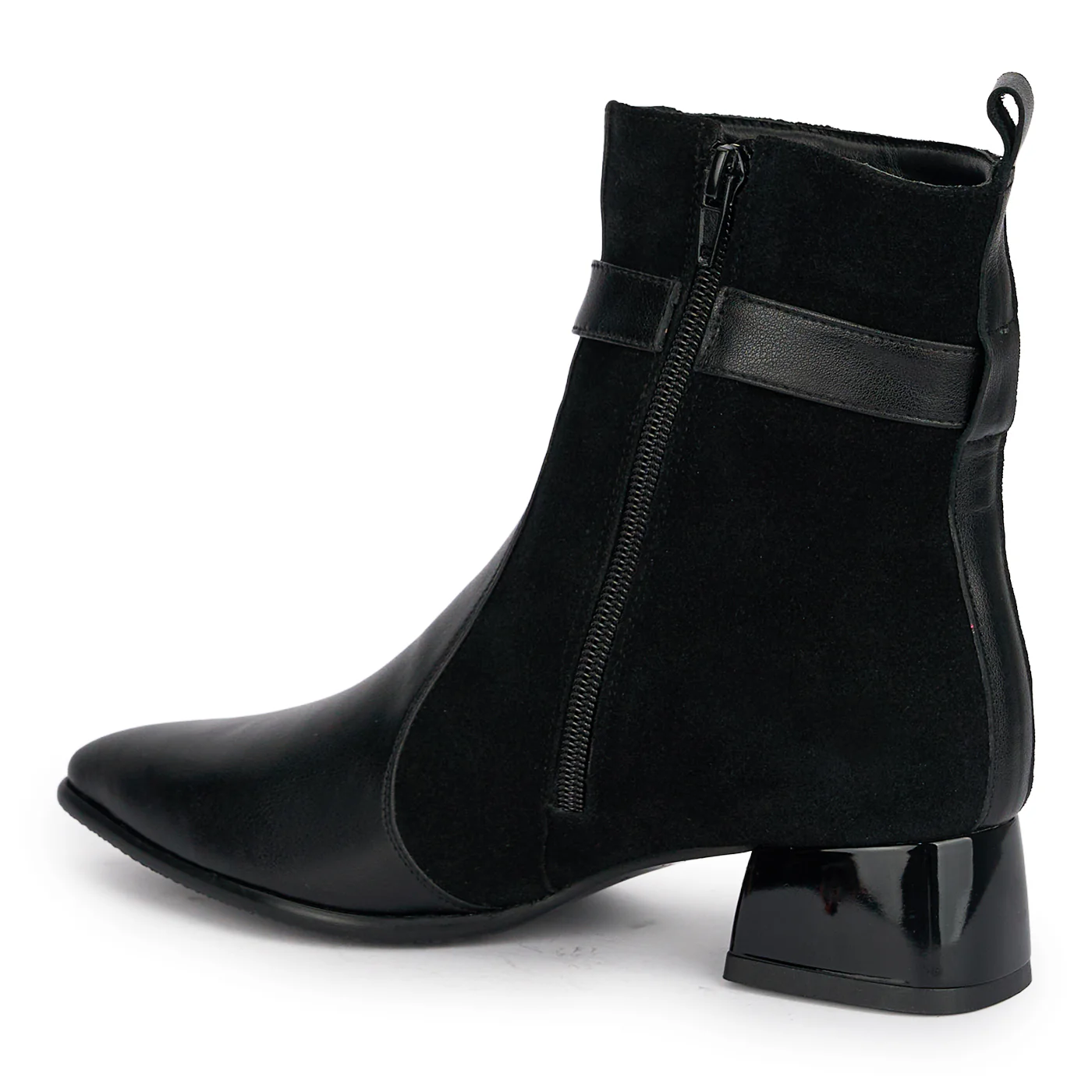 Botine dama din piele naturala neagra cu toc gros 4 cm 18890 - Image 2