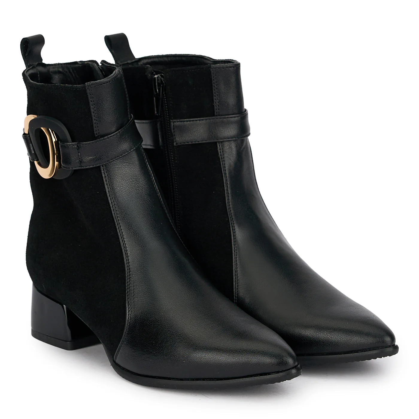 Botine dama din piele naturala neagra cu toc gros 4 cm 18890 - Image 4