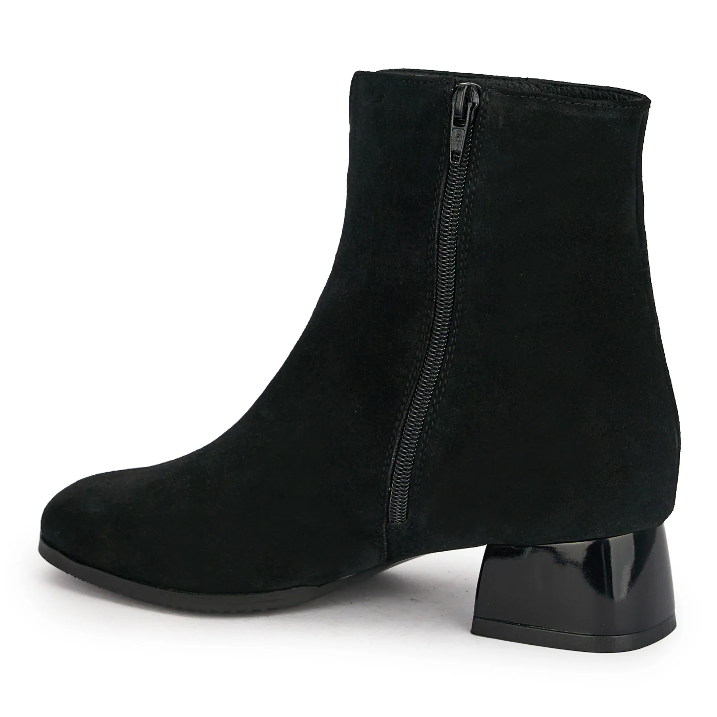 Botine dama din piele naturala neagra cu toc gros 4 cm 18931 - Image 2