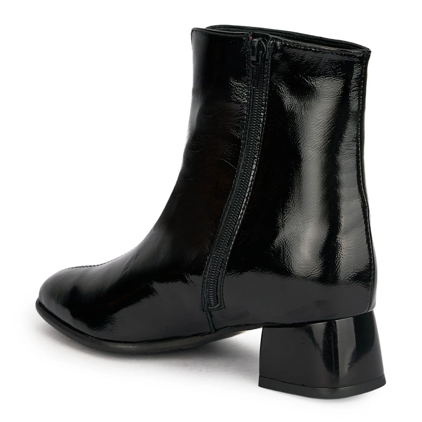 Botine dama din piele naturala neagra cu toc gros 4 cm 18932 - Image 2