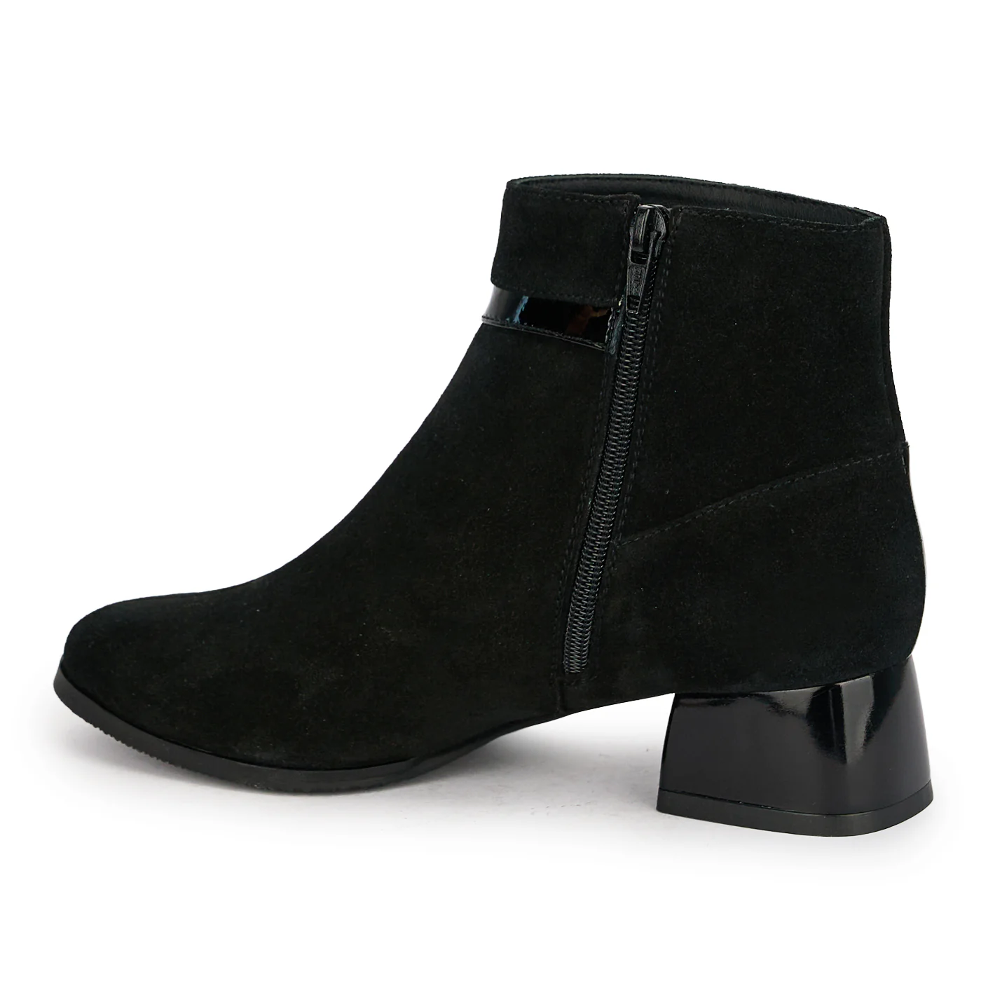 Botine dama din piele naturala neagra cu toc gros 4 cm 18935 - Image 2