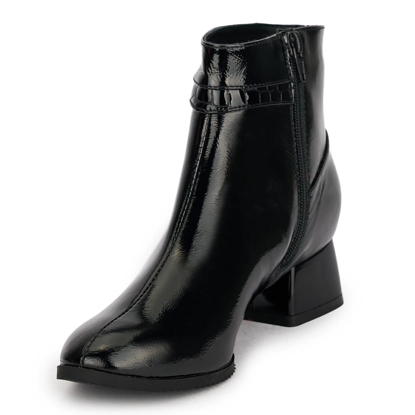 Botine dama din piele naturala neagra cu toc gros 4 cm 18936 - Image 3