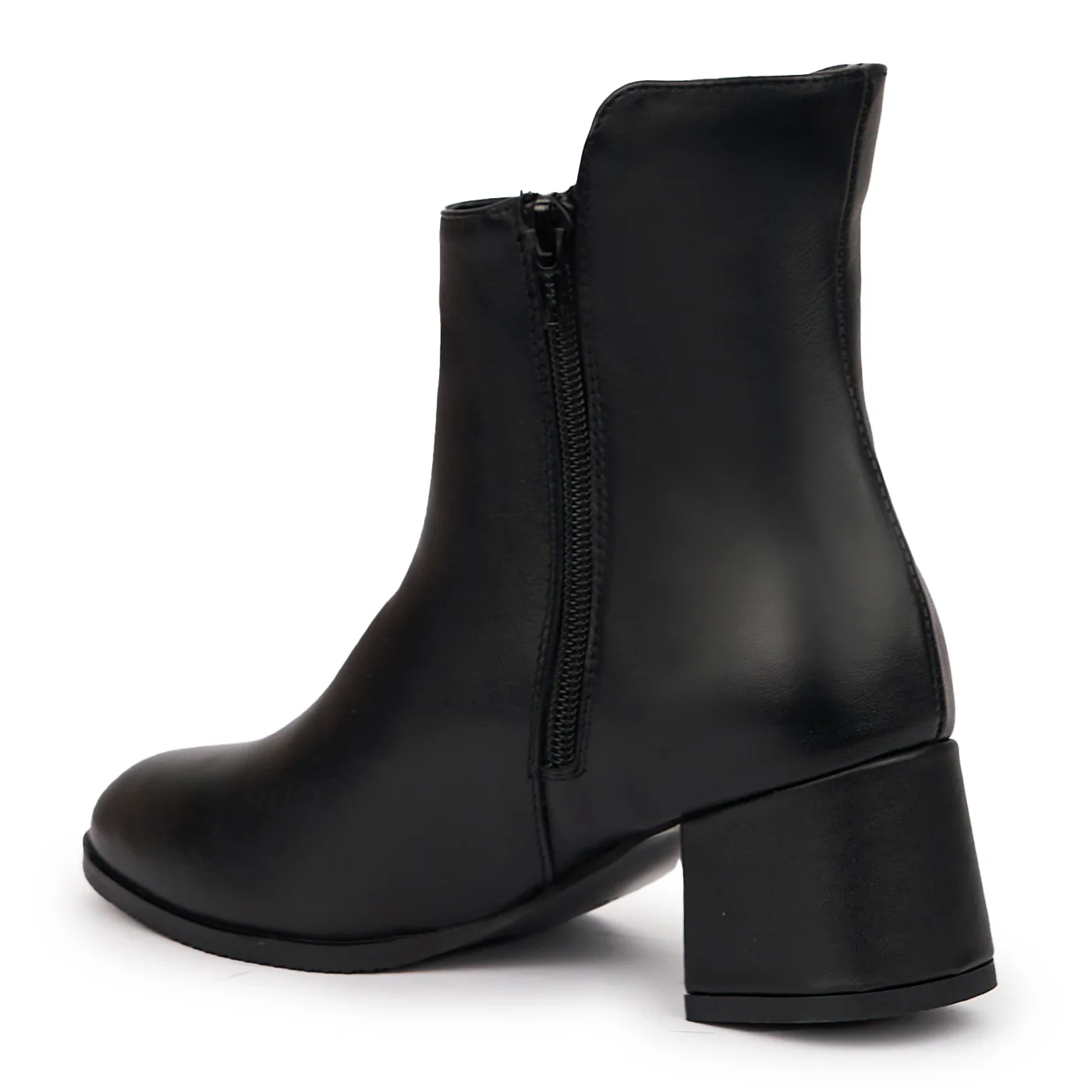 Botine dama din piele naturala neagra cu toc gros 5.5 cm 14260 - Image 2