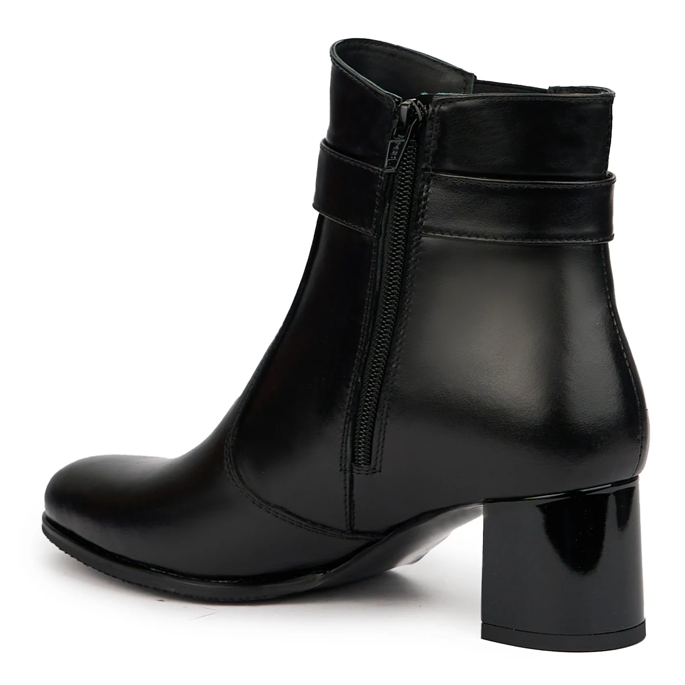 Botine dama din piele naturala neagra cu toc gros 5.5 cm 14565 - Image 2