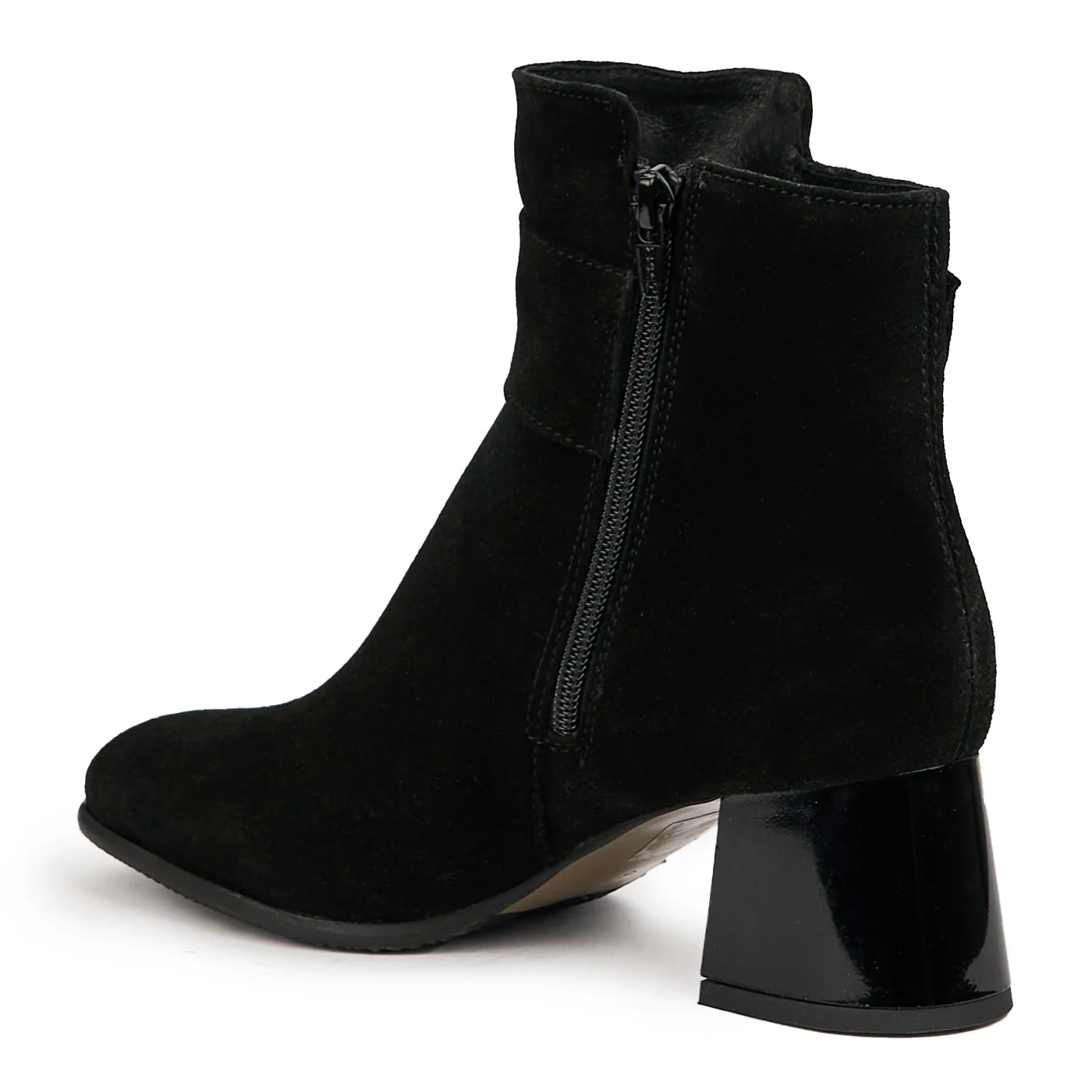 Botine dama din piele naturala neagra cu toc gros 5.5 cm 14609 - Image 2