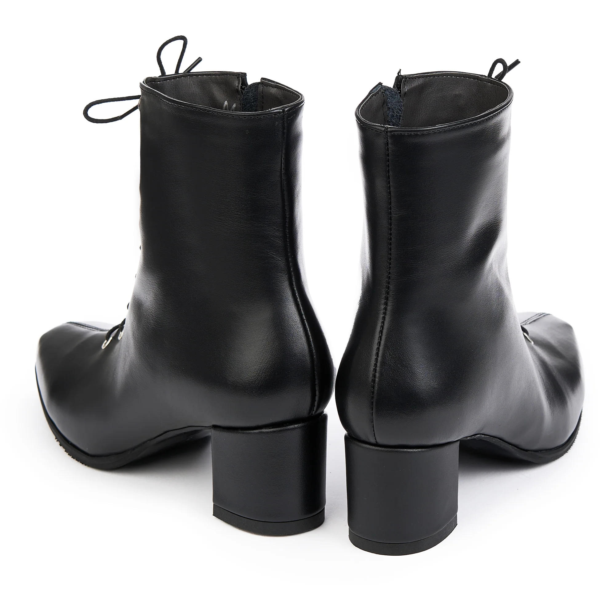 Botine dama din piele naturala neagra cu toc gros 5.5 cm 14838 - Image 4