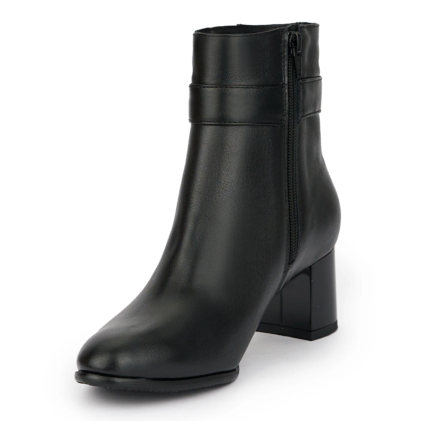 Botine dama din piele naturala neagra cu toc gros 5.5 cm 15289 - Image 3