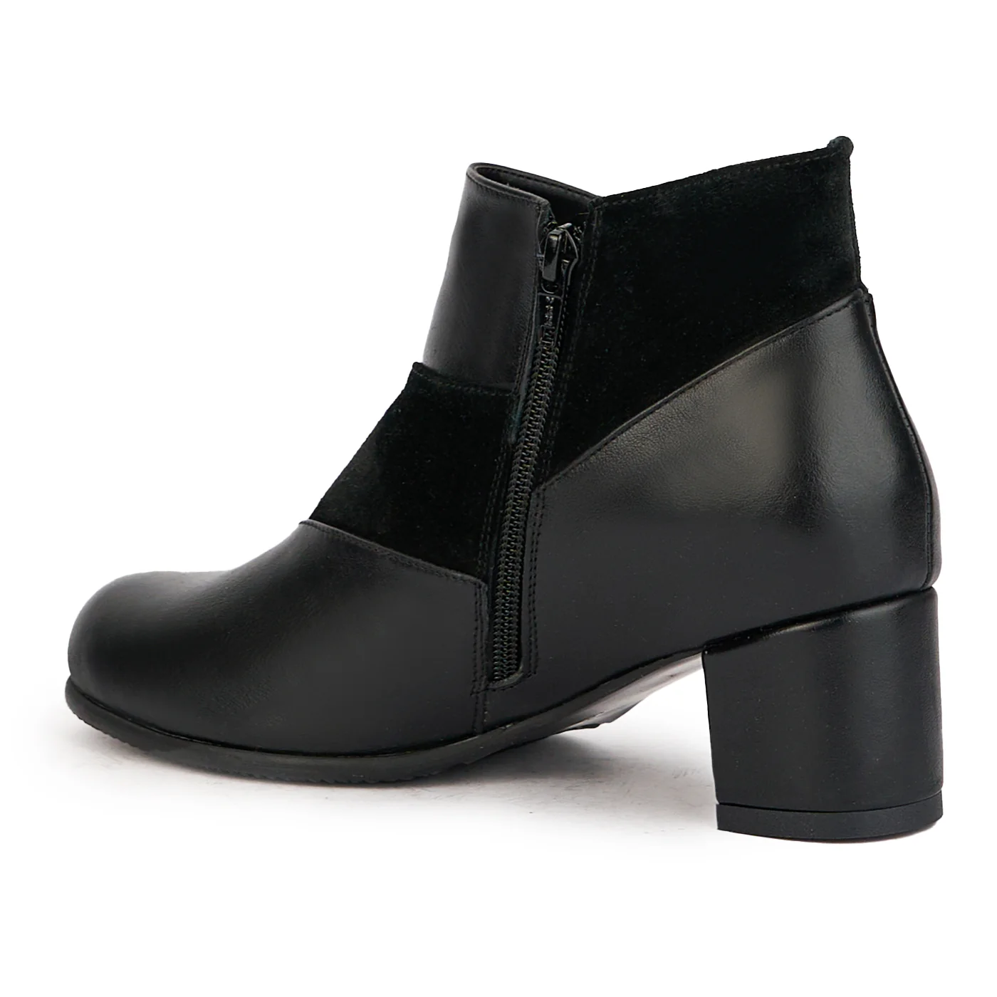 Botine dama din piele naturala neagra cu toc gros 5.5 cm 17261 - Image 2