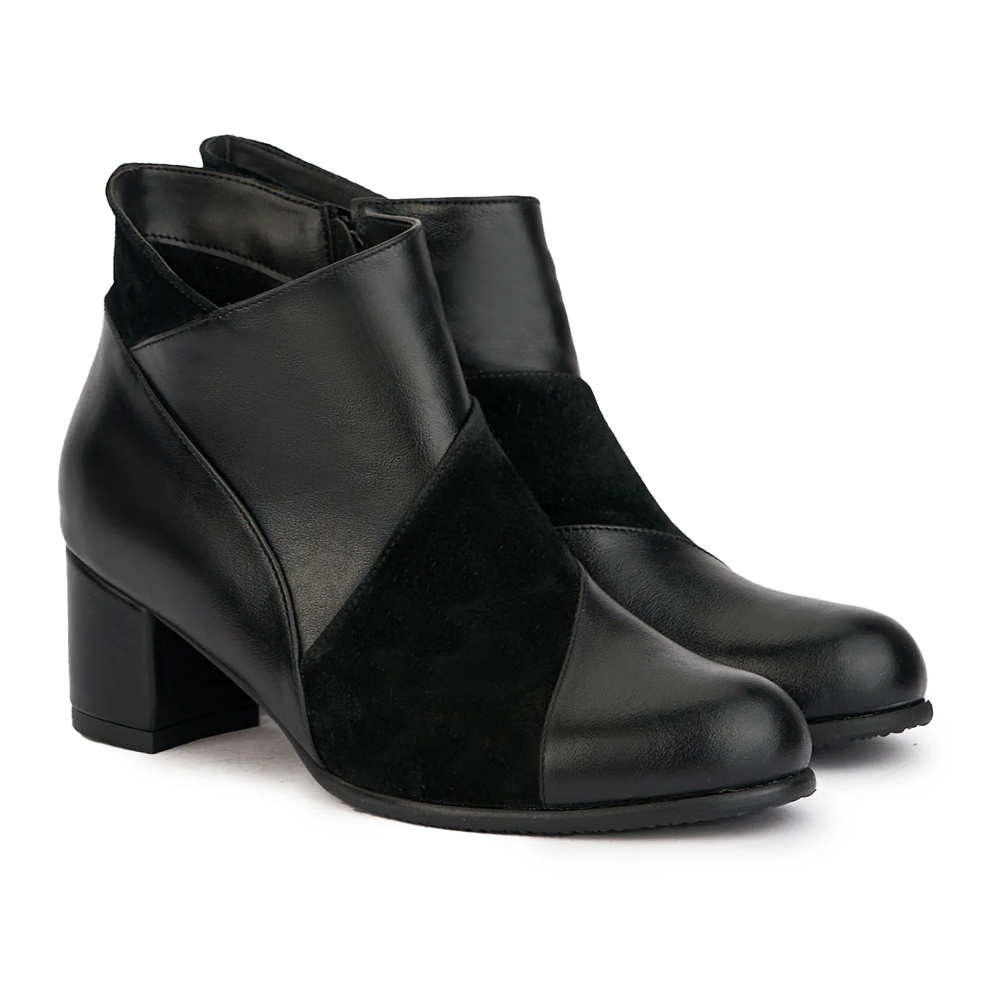 Botine dama din piele naturala neagra cu toc gros 5.5 cm 17261 - Image 4