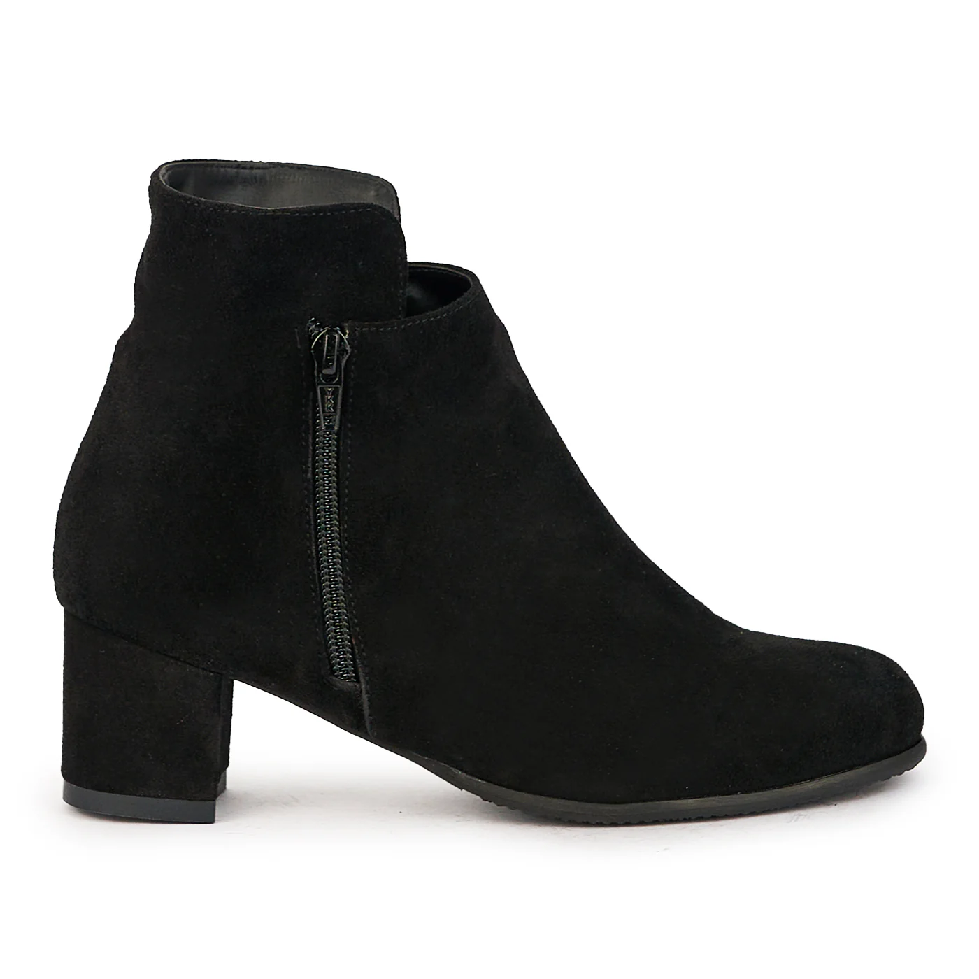 Botine dama din piele naturala neagra cu toc gros 5.5 cm 17299