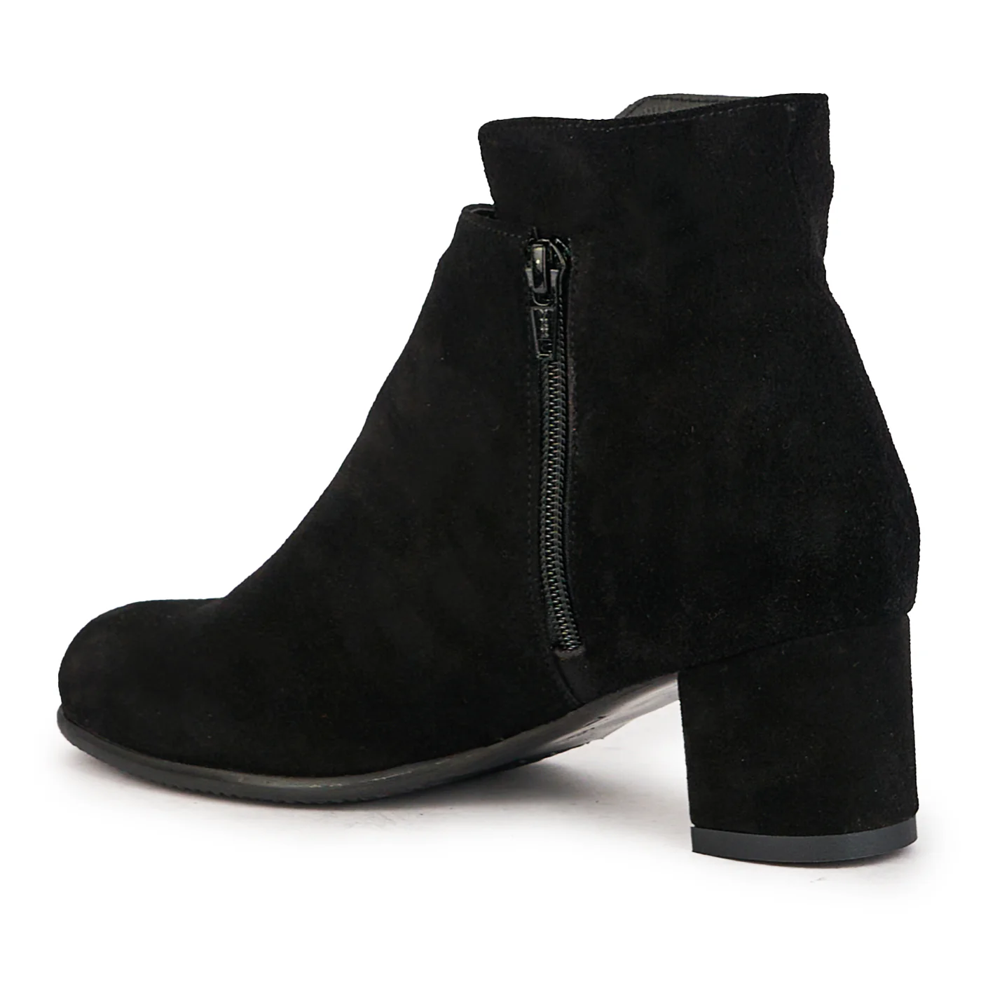 Botine dama din piele naturala neagra cu toc gros 5.5 cm 17299 - Image 2
