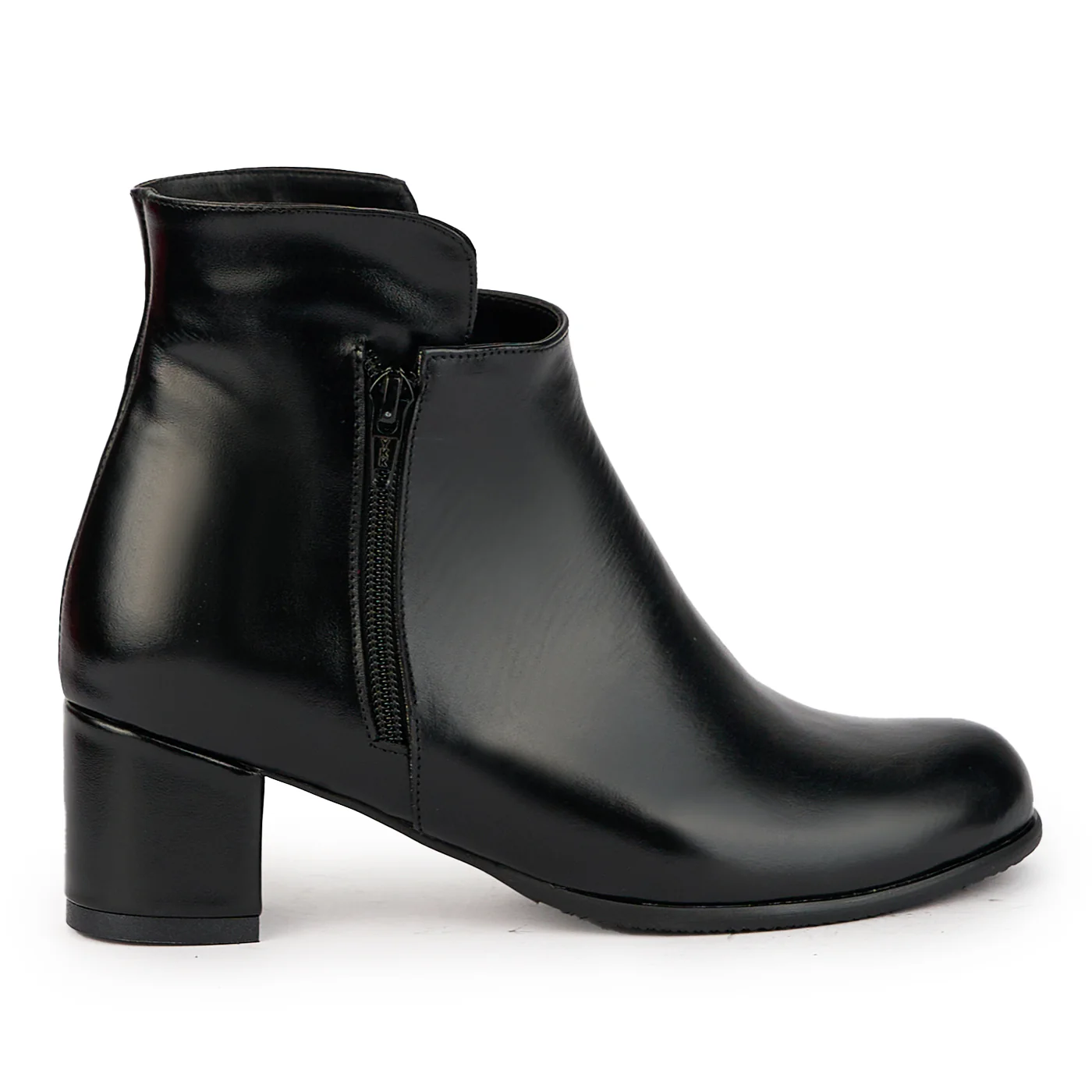 Botine dama din piele naturala neagra cu toc gros 5.5 cm 17300