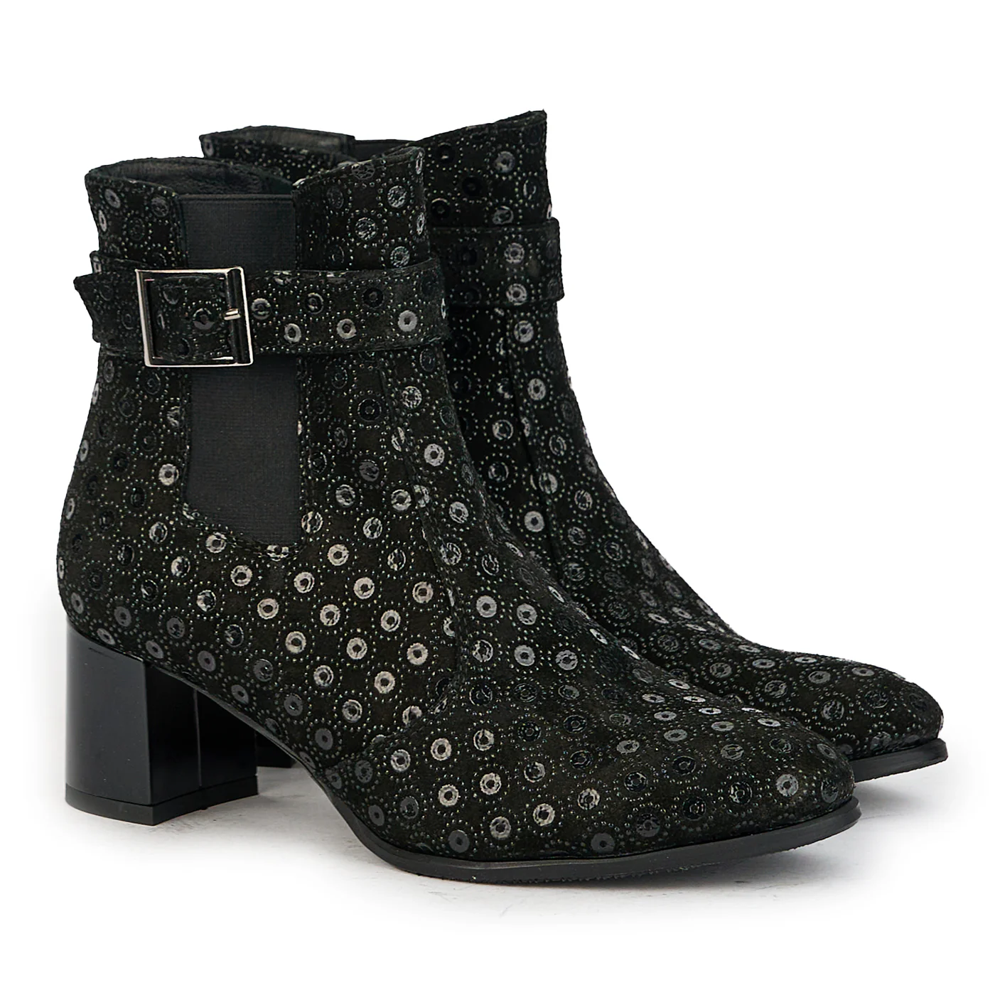 Botine dama din piele naturala neagra cu toc gros 5.5 cm 17329 - Image 4