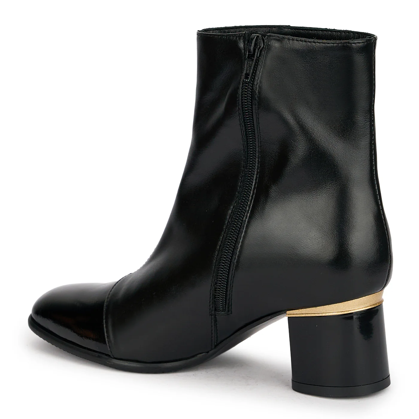 Botine dama din piele naturala neagra cu toc gros 5.5 cm 18910 - Image 2