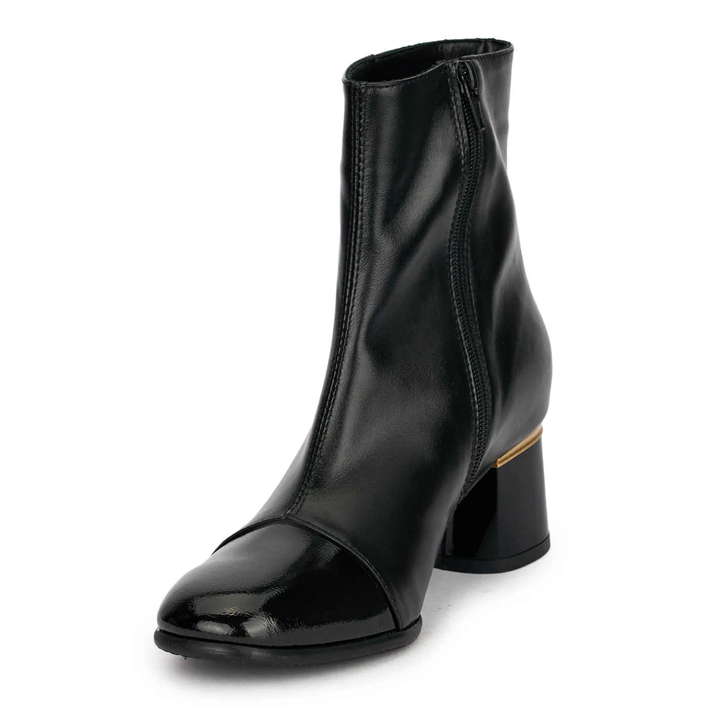 Botine dama din piele naturala neagra cu toc gros 5.5 cm 18910 - Image 3