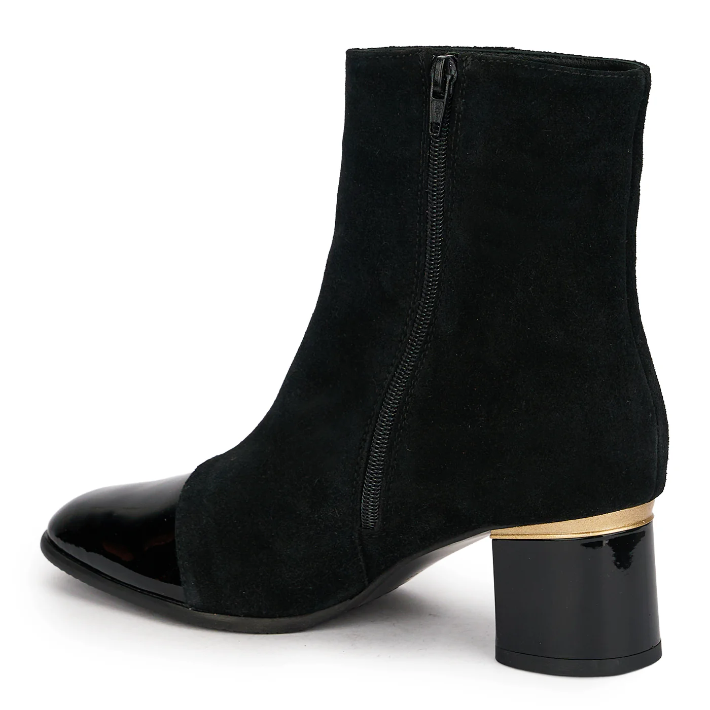Botine dama din piele naturala neagra cu toc gros 5.5 cm 18912 - Image 2