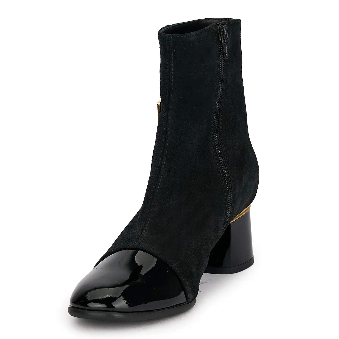 Botine dama din piele naturala neagra cu toc gros 5.5 cm 18912 - Image 3