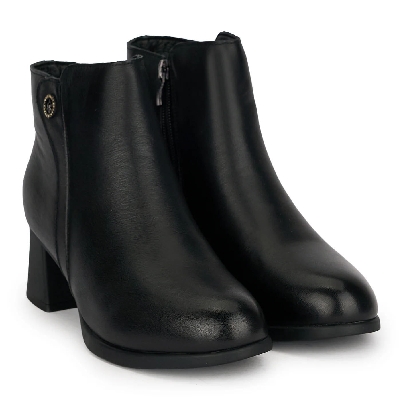 Botine dama din piele naturala neagra cu toc gros 5.5 cm 18978 - Image 4