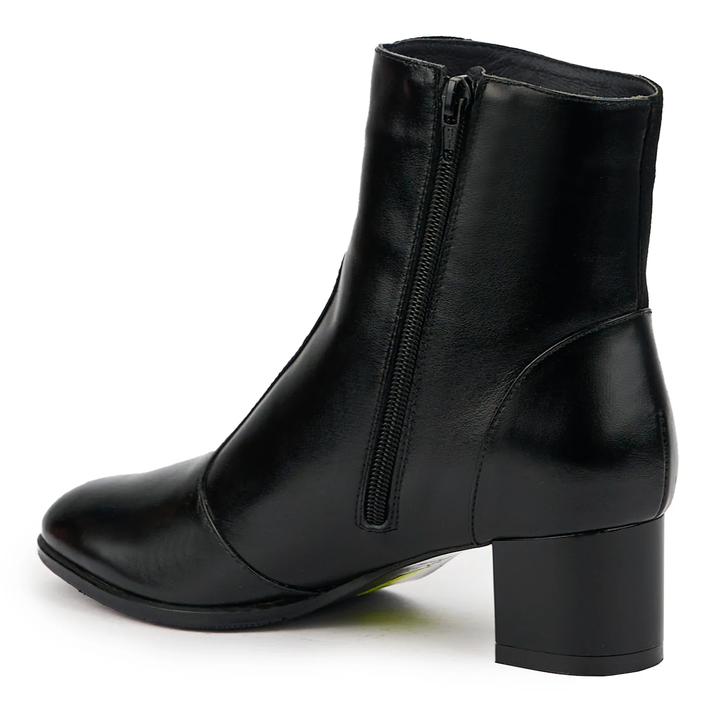 Botine dama din piele naturala neagra cu toc gros 5 cm 14753 - Image 2