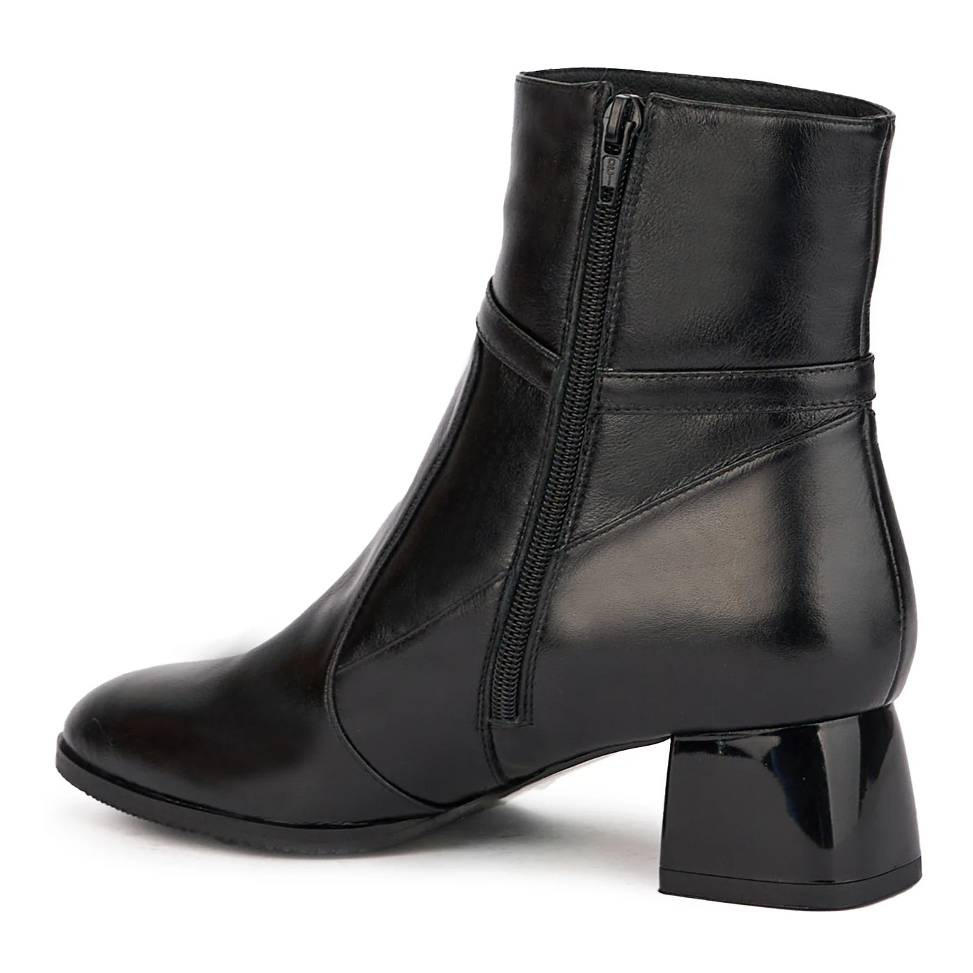 Botine dama din piele naturala neagra cu toc gros 5 cm 17085 - Image 2