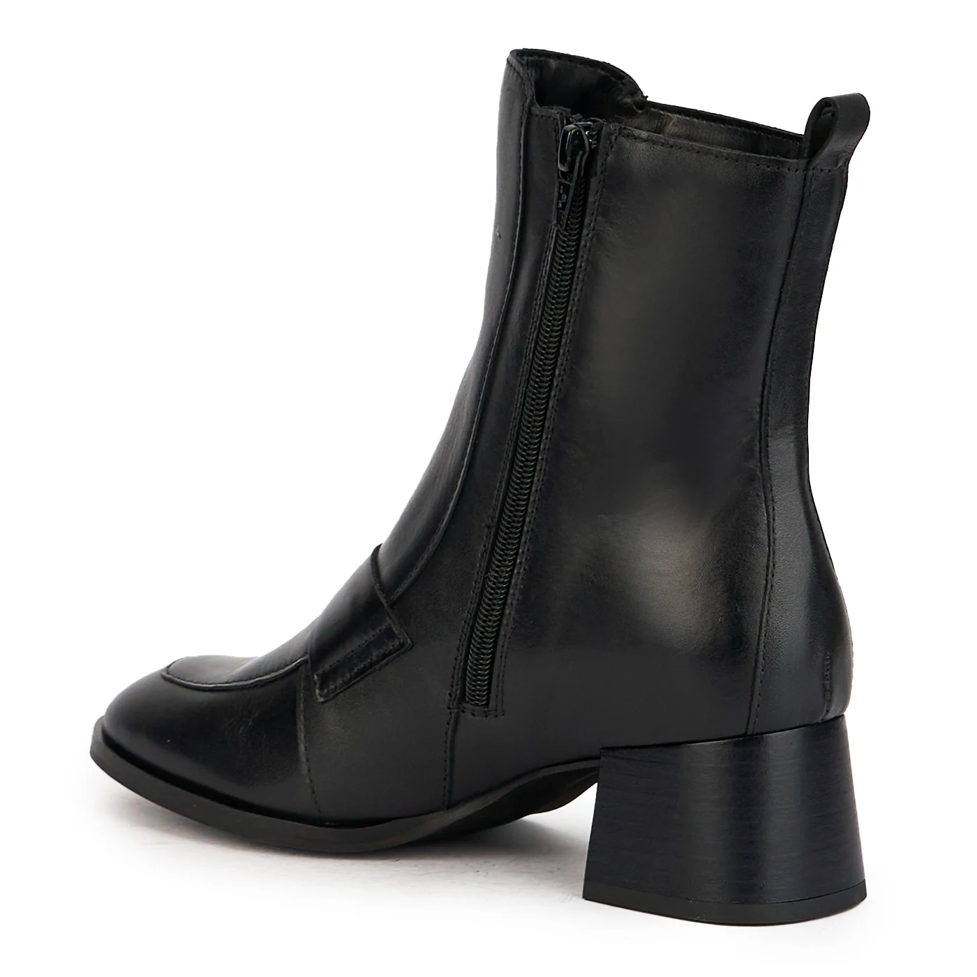 Botine dama din piele naturala neagra cu toc gros 5 cm 17234 - Image 2