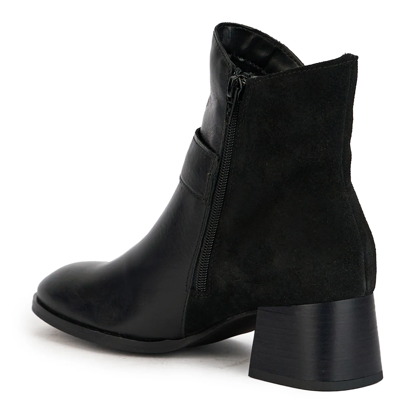 Botine dama din piele naturala neagra cu toc gros 5 cm 17236 - Image 2