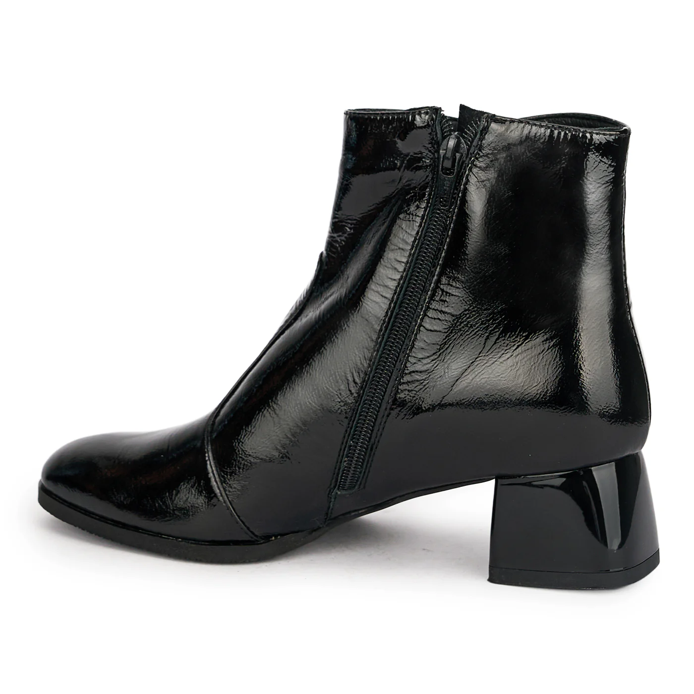 Botine dama din piele naturala neagra cu toc gros 5 cm 18925 - Image 2