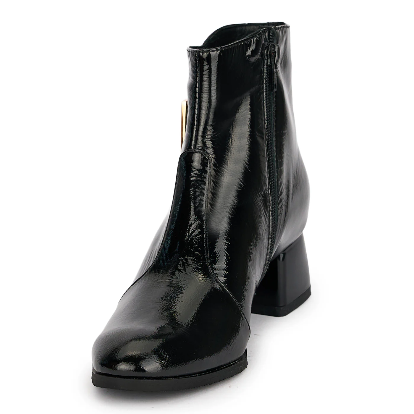 Botine dama din piele naturala neagra cu toc gros 5 cm 18925 - Image 3