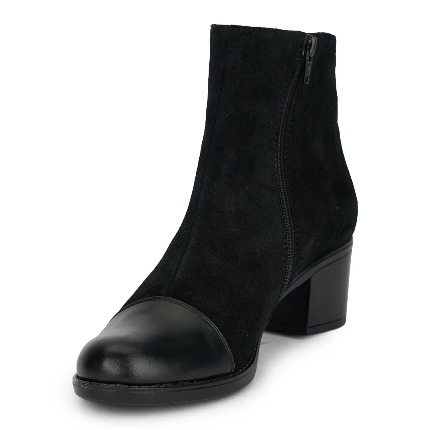 Botine dama din piele naturala neagra cu toc gros 5 cm 18942 - Image 3