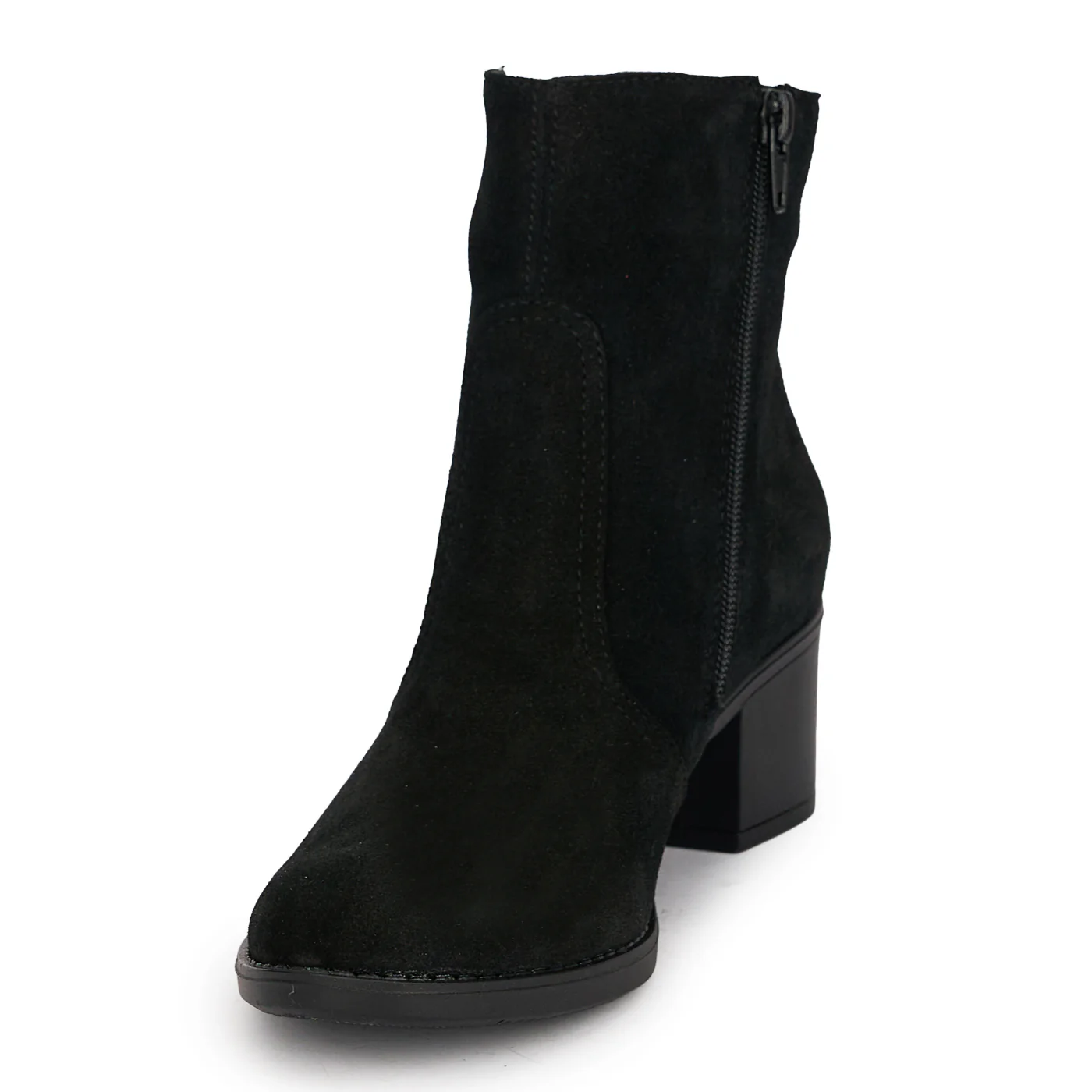 Botine dama din piele naturala neagra cu toc gros 5 cm 18945 - Image 3