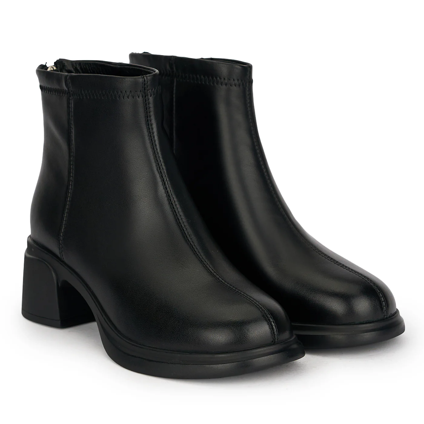 Botine dama din piele naturala neagra cu toc gros 5 cm 18965 - Image 4
