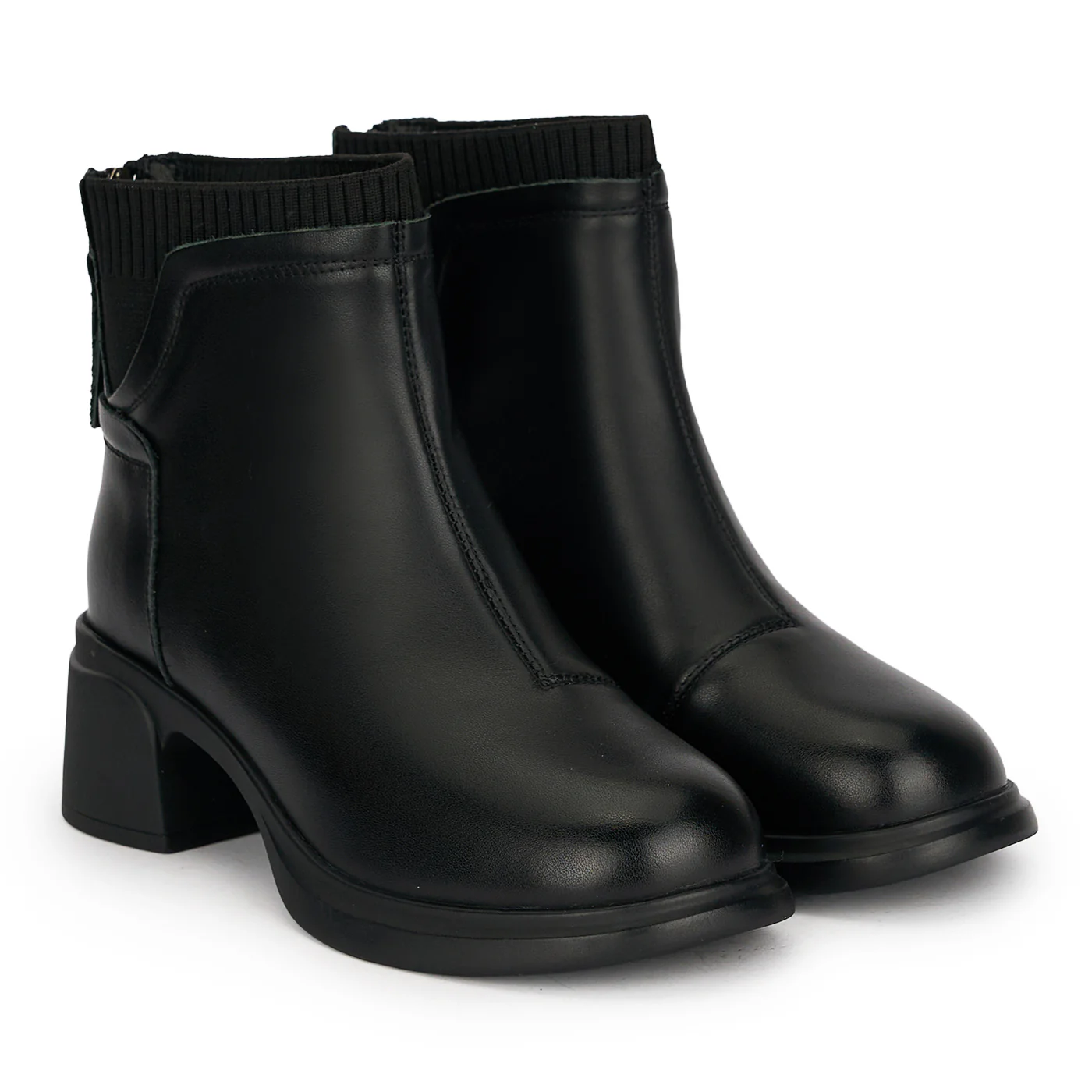 Botine dama din piele naturala neagra cu toc gros 5 cm 18966 - Image 4