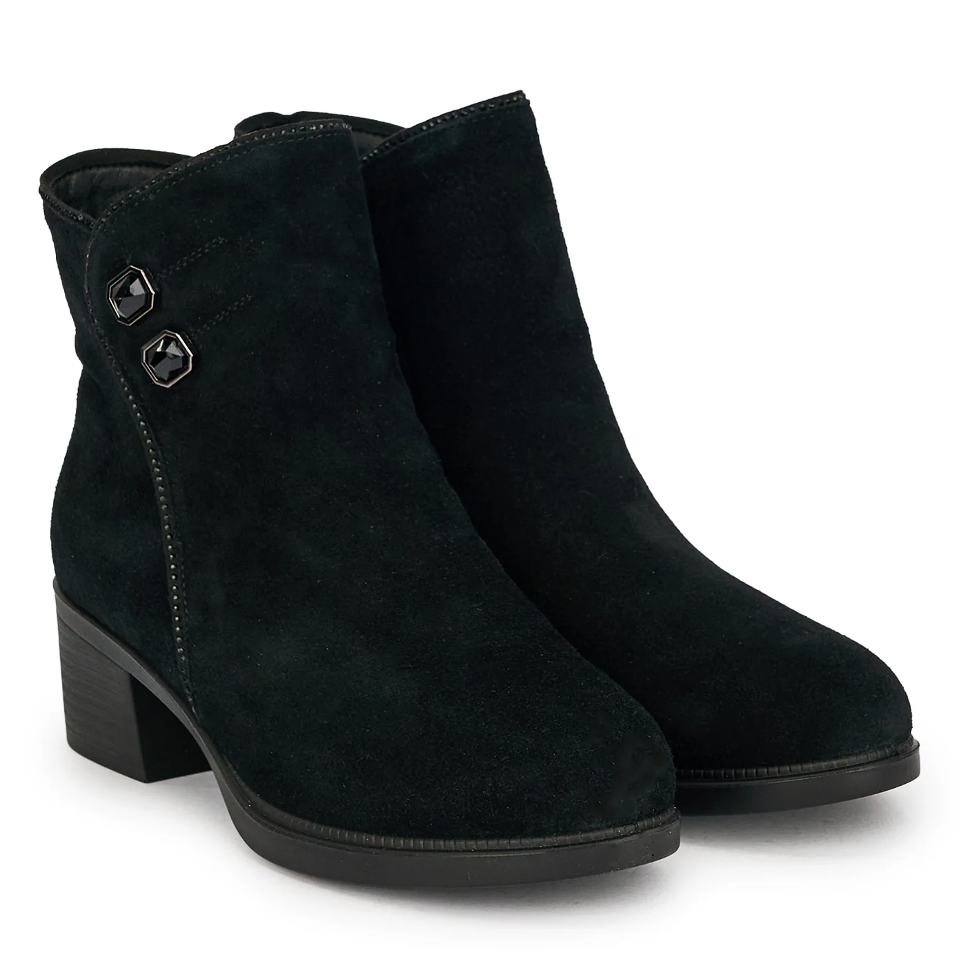 Botine dama din piele naturala neagra cu toc gros 5 cm 19053 - Image 4