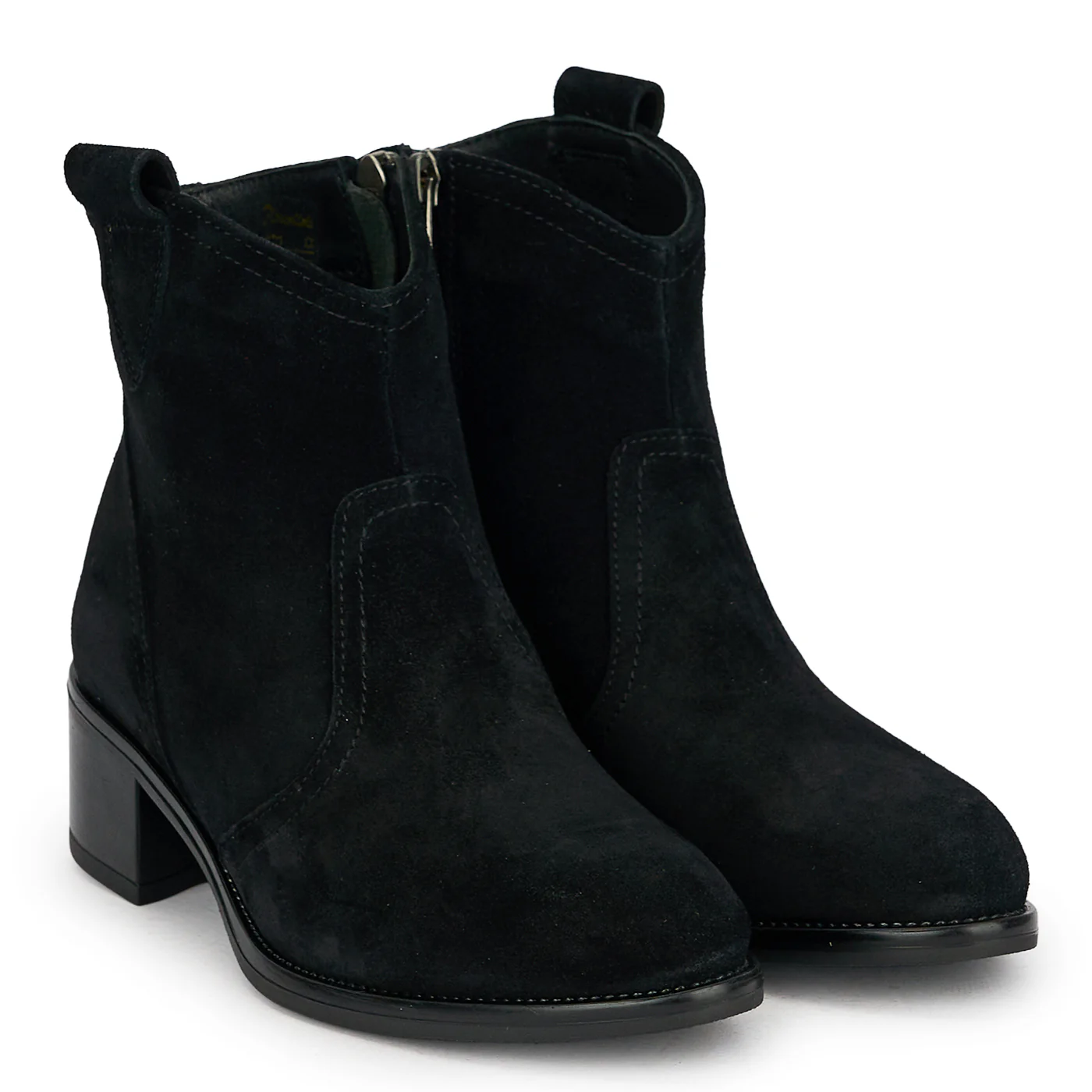 Botine dama din piele naturala neagra cu toc gros 5 cm 19068 - Image 4