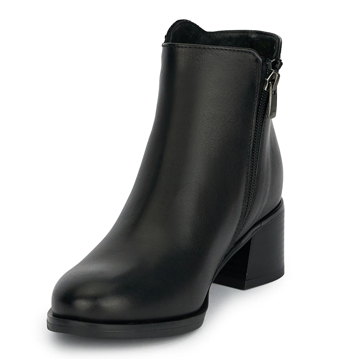 Botine dama din piele naturala neagra cu toc gros 5 cm 19213 - Image 3